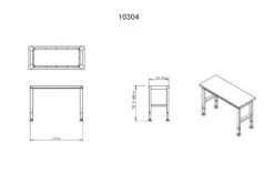 HBM Werkbank Met Massief Houten Blad, In Hoogte Verstelbaar, 122 Cm -Gereedschapsserie Winkel 10304 frame maten.jpg 1200x600 0feb5ebc88