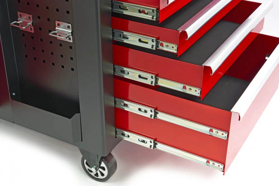 HBM Verrijdbare Gereedschapswagen, Werkbank Met Houten Werkblad 10 Laden, Rood Zwart 7 HBM Verrijdbare Gereedschapswagen, Werkbank Met Houten Werkblad 10 Laden, Rood Zwart - Afbeelding 5