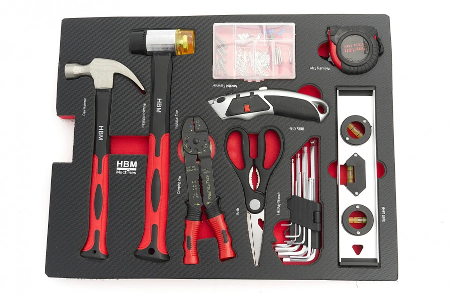 HBM Professionele 238 Delige Gereedschapskoffer, Gereedschapstrolly Met Carbon Inlays 9 HBM Professionele 238 Delige Gereedschapskoffer, Gereedschapstrolly Met Carbon Inlays - Afbeelding 7