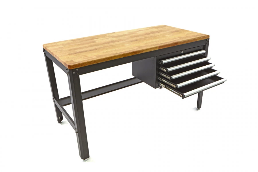 HBM 156 Cm Professionele Werkbank Met 5 Laden En Houten Werkblad Zwart 6 HBM 156 Cm Professionele Werkbank Met 5 Laden En Houten Werkblad Zwart - Afbeelding 4