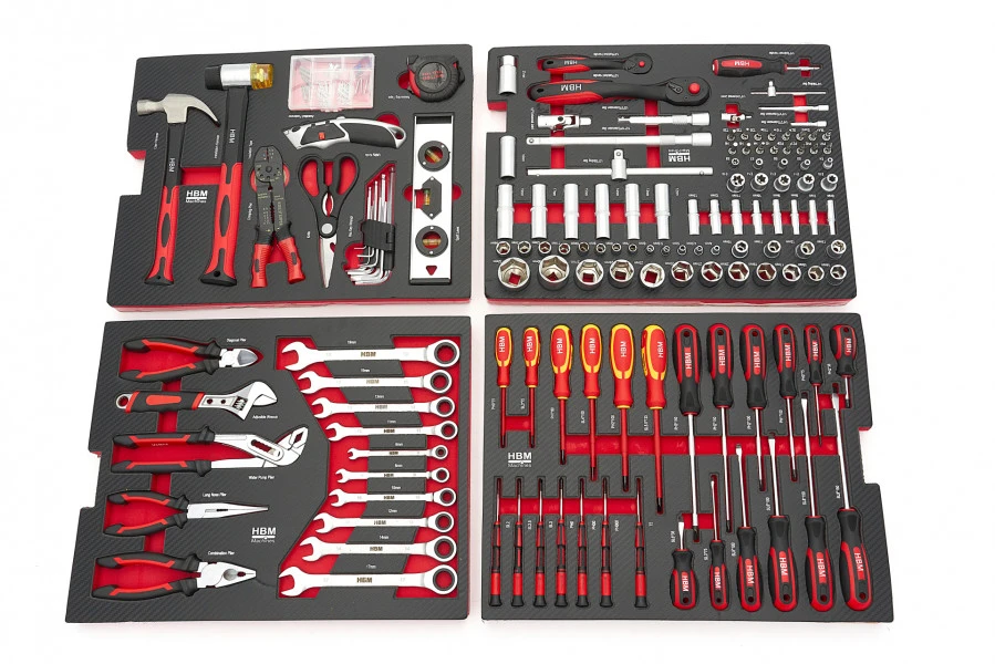 HBM Professionele 238 Delige Gereedschapskoffer, Gereedschapstrolly Met Carbon Inlays 4 HBM Professionele 238 Delige Gereedschapskoffer, Gereedschapstrolly Met Carbon Inlays - Afbeelding 2