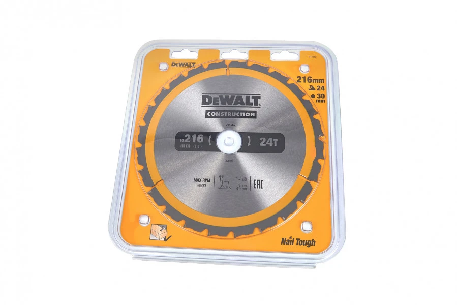 DeWalt Cirkelzaagblad - 216 X 30 X 24T - Hout (Met Nagels) - DT1952-QZ 3 DeWalt Cirkelzaagblad - 216 X 30 X 24T - Hout (Met Nagels) - DT1952-QZ