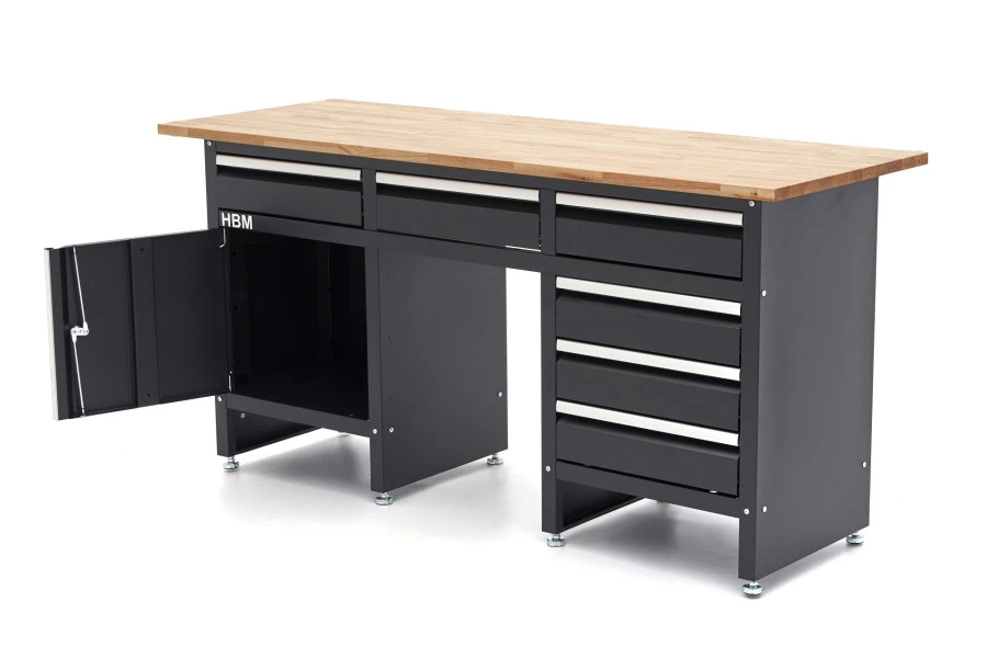 HBM 171 Cm Werkbank Met 6 Laden 1 Deur En Massief Houten Werkblad 7 HBM 171 Cm Werkbank Met 6 Laden 1 Deur En Massief Houten Werkblad - Afbeelding 5
