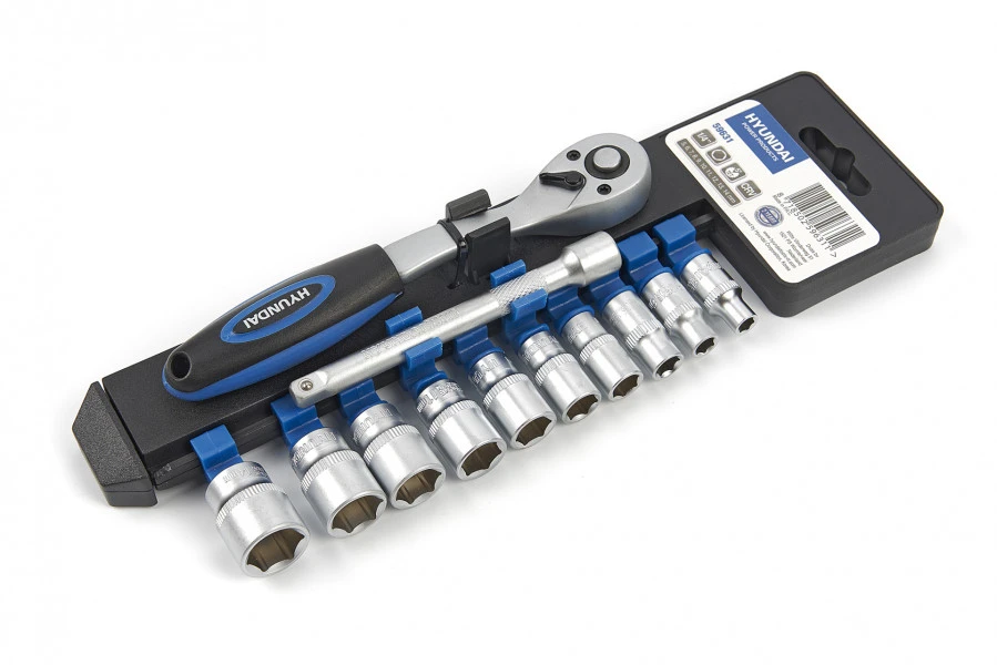 Hyundai 12 Delige Dopsleutel Sets CrV Kunststof Houder 3 Hyundai 12 Delige Dopsleutel Sets CrV Kunststof Houder